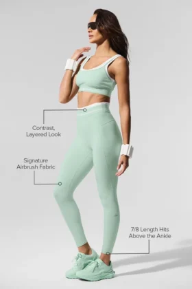 High-Waist Airbrush 7/8 Better Together Tayt – Nane Yeşili/Beyaz
