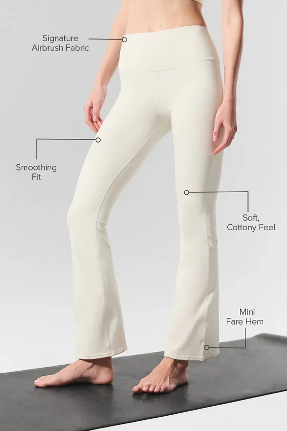 High-Waist Airbrush 7/8 Bootcut Tayt - Fildişi