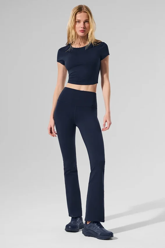High-Waist Airbrush 7/8 Bootcut Tayt - Lacivert