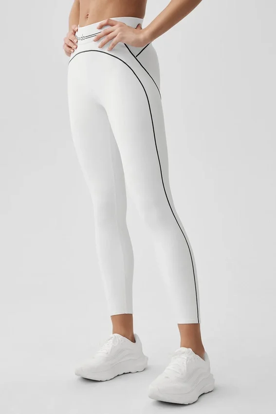 High-Waist Airbrush 7/8 Heart Throb Tayt - Beyaz/Siyah