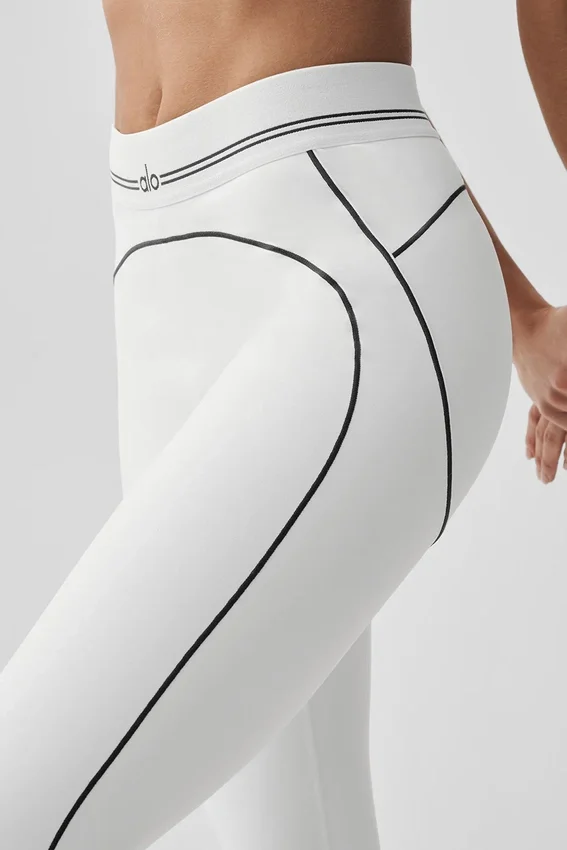 High-Waist Airbrush 7/8 Heart Throb Tayt - Beyaz/Siyah
