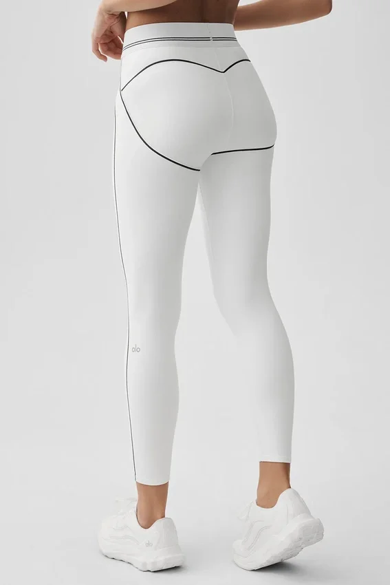 High-Waist Airbrush 7/8 Heart Throb Tayt - Beyaz/Siyah
