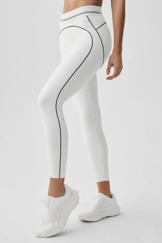 High-Waist Airbrush 7/8 Heart Throb Tayt - Beyaz/Siyah