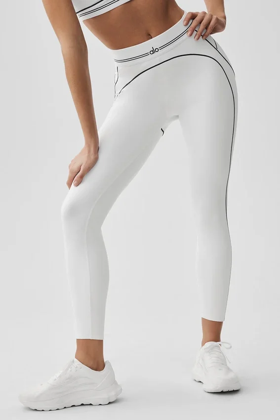 High-Waist Airbrush 7/8 Heart Throb Tayt - Beyaz/Siyah