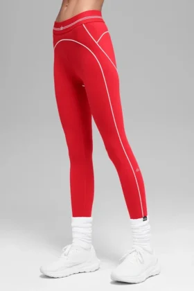 High-Waist Airbrush 7/8 Heart Throb Tayt - Parlak Kırmızı/Beyaz