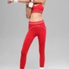 High-Waist Airbrush 7/8 Heart Throb Tayt - Parlak Kırmızı/Beyaz