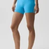 High-Waist Airbrush Better Together Şort - Gök Mavisi/Beyaz