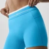 High-Waist Airbrush Better Together Şort - Gök Mavisi/Beyaz