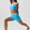 High-Waist Airbrush Better Together Şort - Gök Mavisi/Beyaz