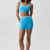 High-Waist Airbrush Better Together Şort - Gök Mavisi/Beyaz