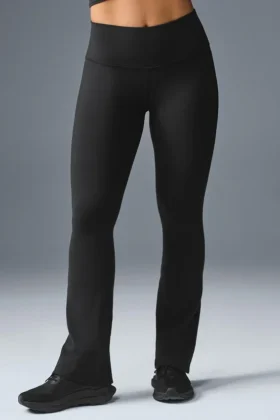 High-Waist Airbrush Bootcut Tayt - Siyah