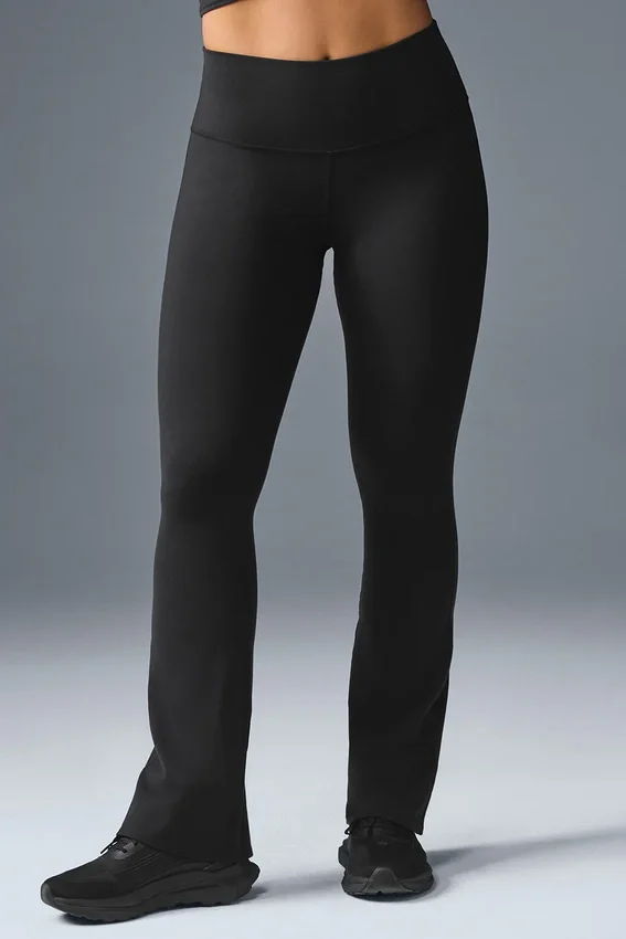 High-Waist Airbrush Bootcut Tayt - Siyah