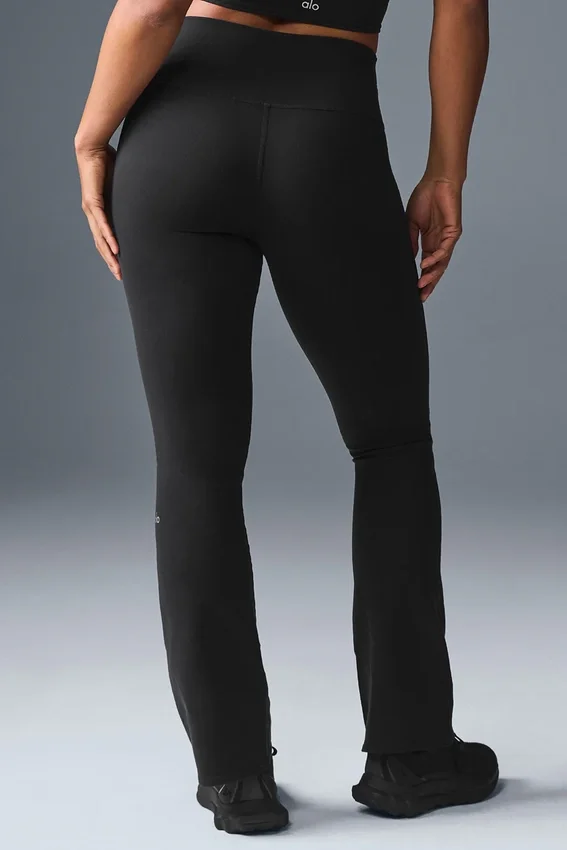 High-Waist Airbrush Bootcut Tayt - Siyah