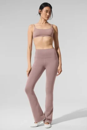 High-Waist Airbrush Bootcut Tayt - Taupe