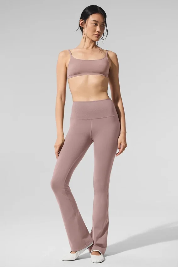 High-Waist Airbrush Bootcut Tayt - Taupe