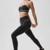 High-Waist Airbrush Fast Track Tayt - Siyah/Beyaz