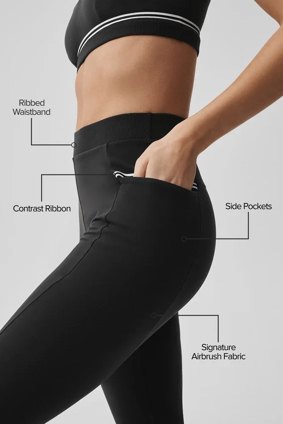 High-Waist Airbrush Fast Track Tayt - Siyah/Beyaz