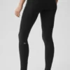 High-Waist Airbrush Fast Track Tayt - Siyah/Beyaz