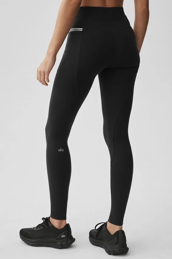High-Waist Airbrush Fast Track Tayt - Siyah/Beyaz