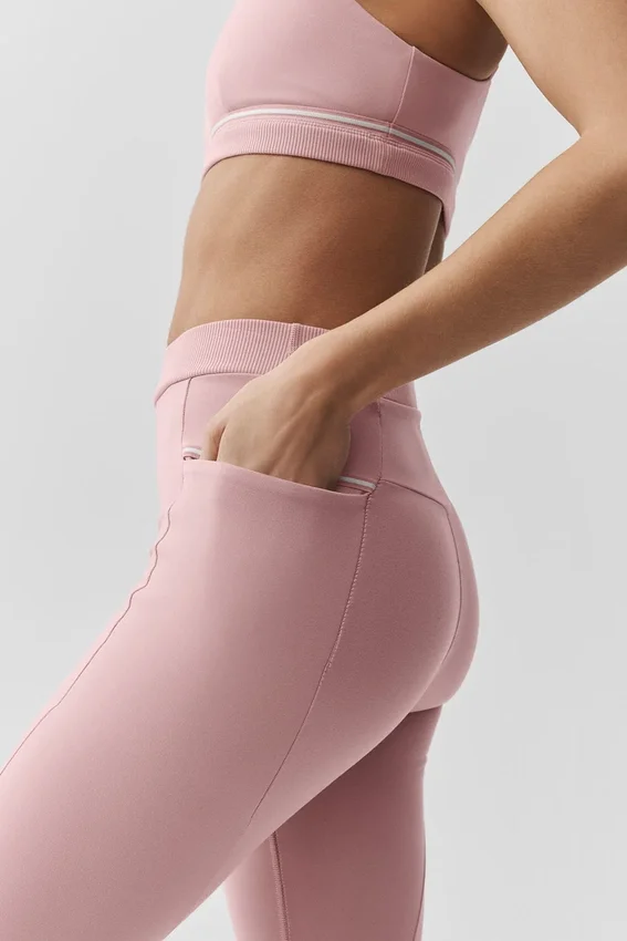 High-Waist Airbrush Fast Track Tayt - Vintage Pembe/Beyaz