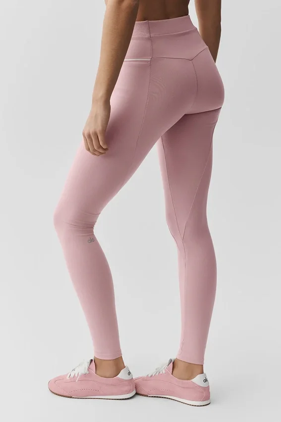 High-Waist Airbrush Fast Track Tayt - Vintage Pembe/Beyaz