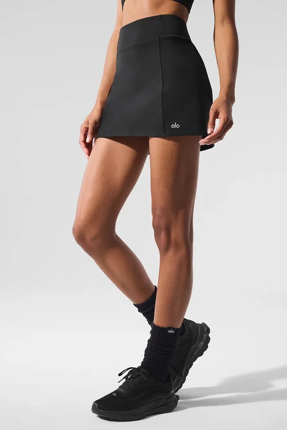 High-Waist Airbrush Good Form Tenis Eteği - Siyah