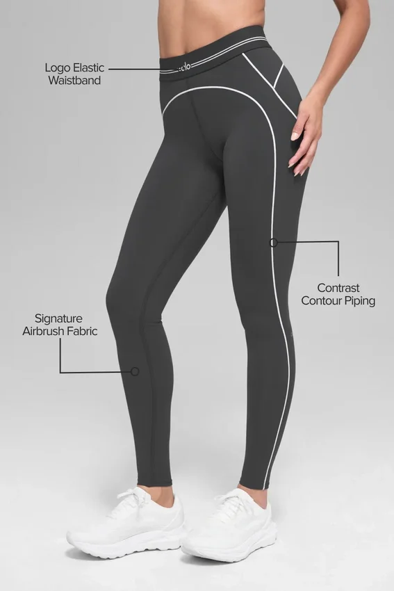 High-Waist Airbrush Heart Throb Tayt - Antrasit/Beyaz