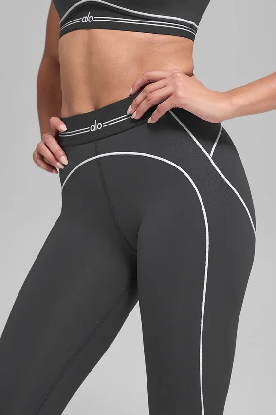 High-Waist Airbrush Heart Throb Tayt - Antrasit/Beyaz