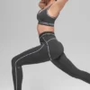 High-Waist Airbrush Heart Throb Tayt - Antrasit/Beyaz