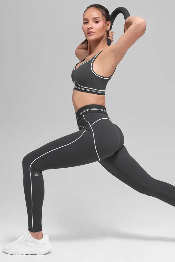 High-Waist Airbrush Heart Throb Tayt - Antrasit/Beyaz
