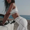 High-Waist Airbrush Heart Throb Tayt - Beyaz/Siyah