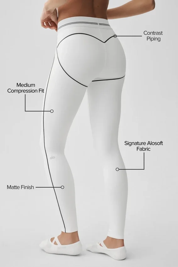 High-Waist Airbrush Heart Throb Tayt - Beyaz/Siyah