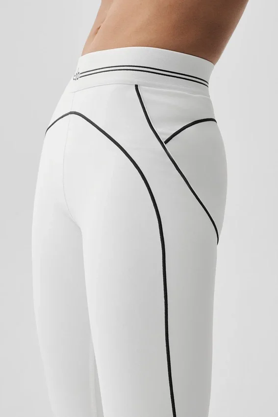 High-Waist Airbrush Heart Throb Tayt - Beyaz/Siyah