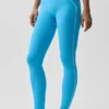 High-Waist Airbrush Heart Throb Tayt - Gök Mavisi/Beyaz