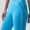 High-Waist Airbrush Heart Throb Tayt - Gök Mavisi/Beyaz