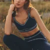 High-Waist Airbrush Heart Throb Tayt - Lacivert/Beyaz