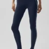 High-Waist Airbrush Heart Throb Tayt - Lacivert/Beyaz