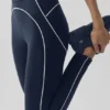 High-Waist Airbrush Heart Throb Tayt - Lacivert/Beyaz
