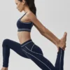 High-Waist Airbrush Heart Throb Tayt - Lacivert/Beyaz