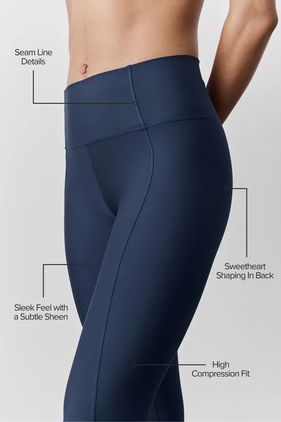 High-Waist Airlift 7/8 İnce Çizgili Tayt - Lacivert