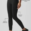 High-Waist Airlift 7/8 İnce Çizgili Tayt - Siyah