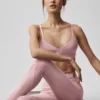 High-Waist Airlift 7/8 İnce Çizgili Tayt - Vintage Pembe