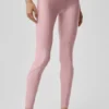High-Waist Airlift 7/8 İnce Çizgili Tayt - Vintage Pembe
