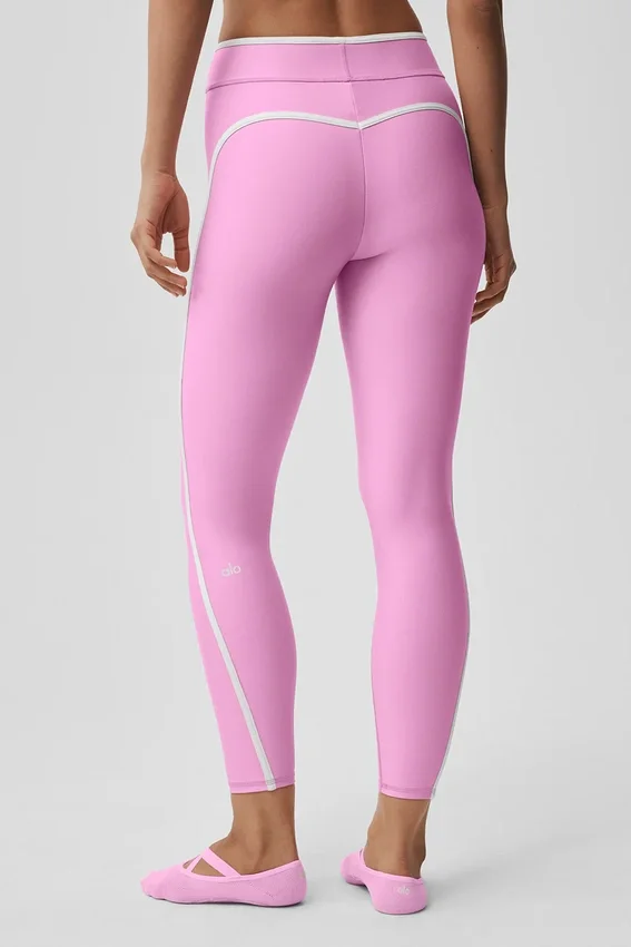 High-Waist Airlift 7/8 Tayt - Şeker Kalpli Pembe/Beyaz