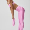 High-Waist Airlift 7/8 Tayt - Şeker Kalpli Pembe/Beyaz