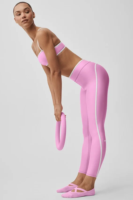 High-Waist Airlift 7/8 Tayt - Şeker Kalpli Pembe/Beyaz
