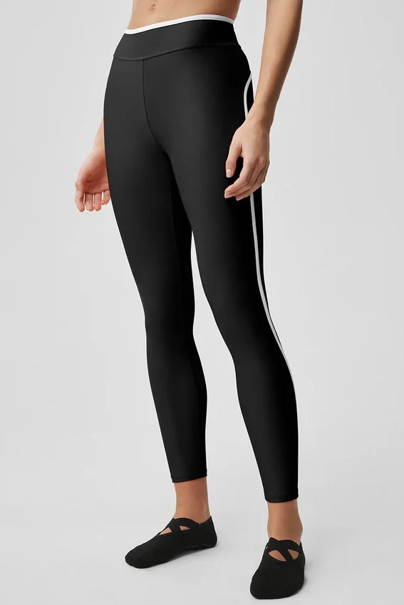 High-Waist Airlift 7/8 Tayt - Siyah/Beyaz
