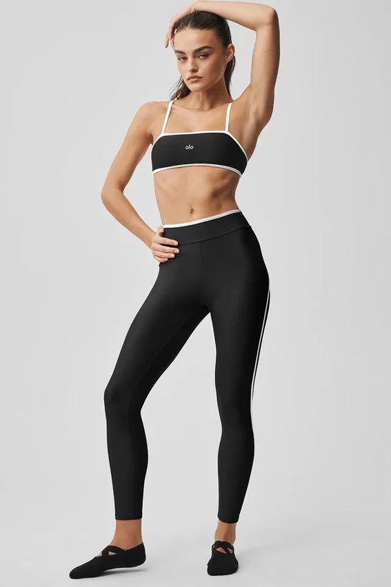 High-Waist Airlift 7/8 Tayt - Siyah/Beyaz