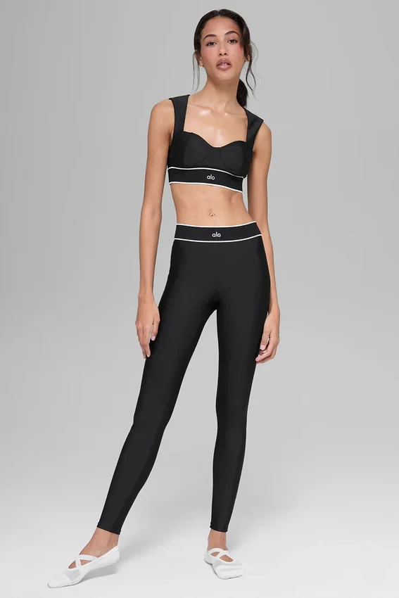 High-Waist Airlift Alignment Tayt - Siyah/Beyaz