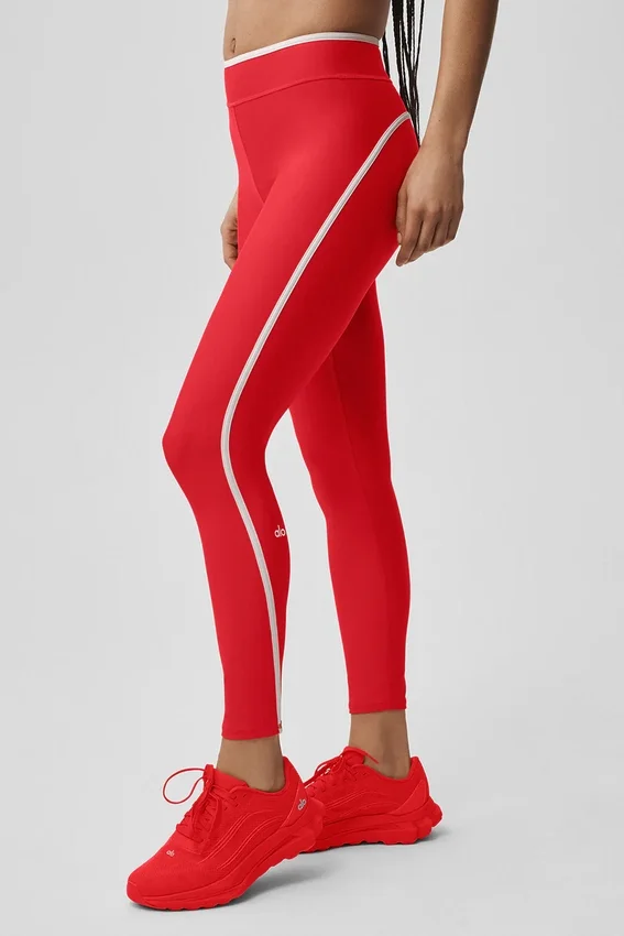 High-Waist Airlift Charger 7/8 Tayt - Parlak Kırmızı/Beyaz